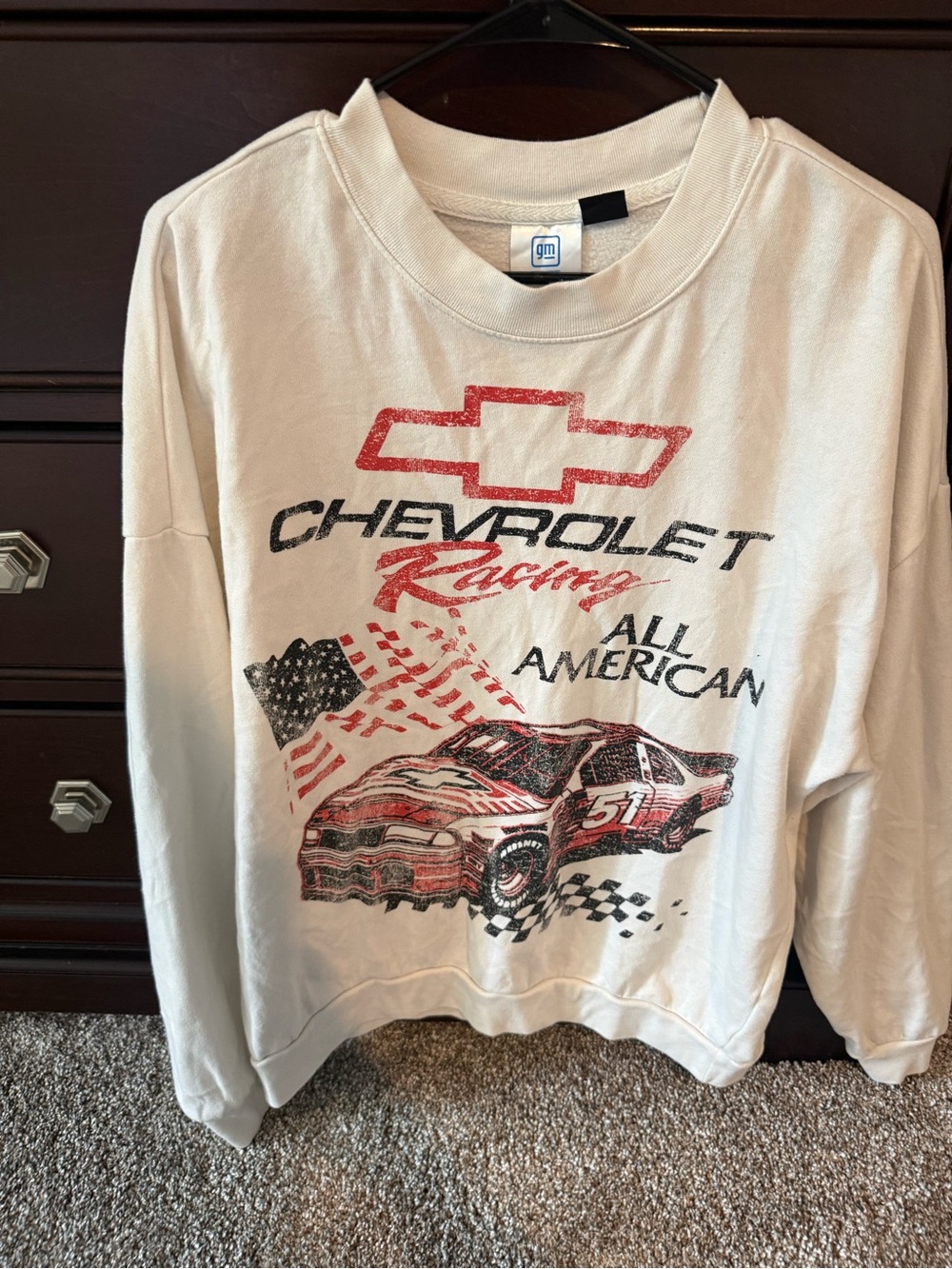 Chevrolet Racing All American Crewneck Sweatshirt - Cream/Red